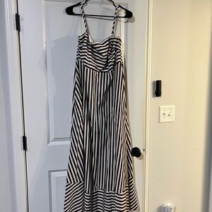 Striped Brown and White Maxi Dress